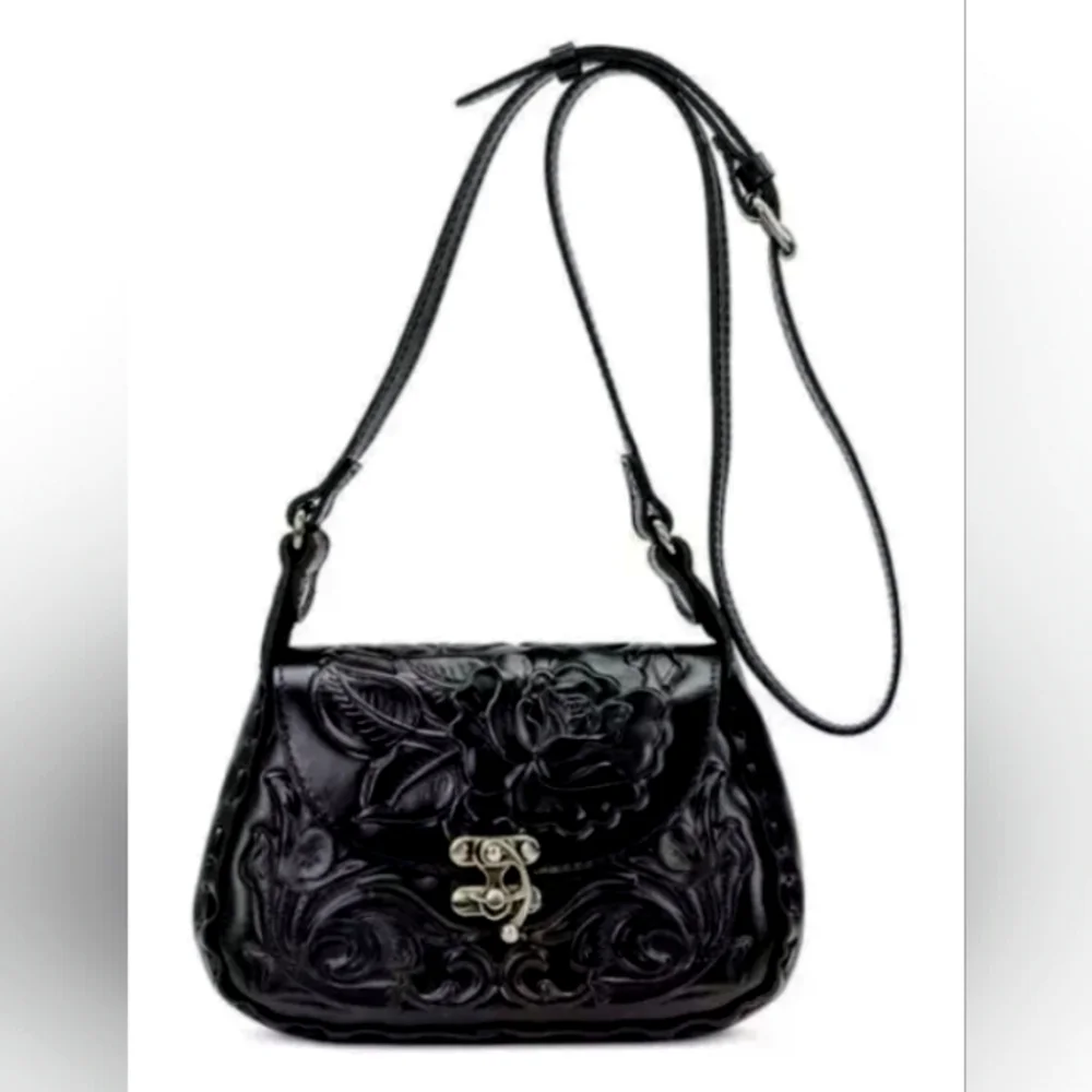 SOLD NWT Patricia Nash Black Rose Tooled Leather Lucia Crossbody Purse - Picture 15 of 16